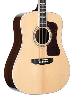 Guild D55 Acoustic Guitar Natural with Case Body Angled View